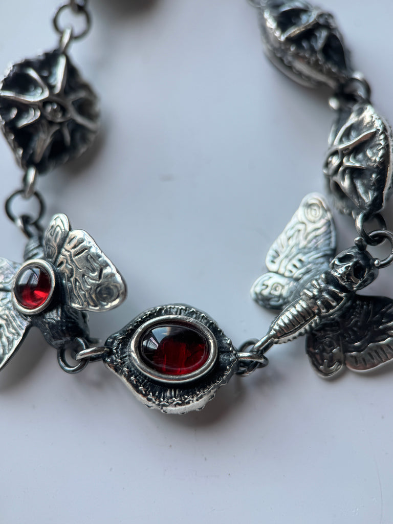 Garnet death moth Bracelet