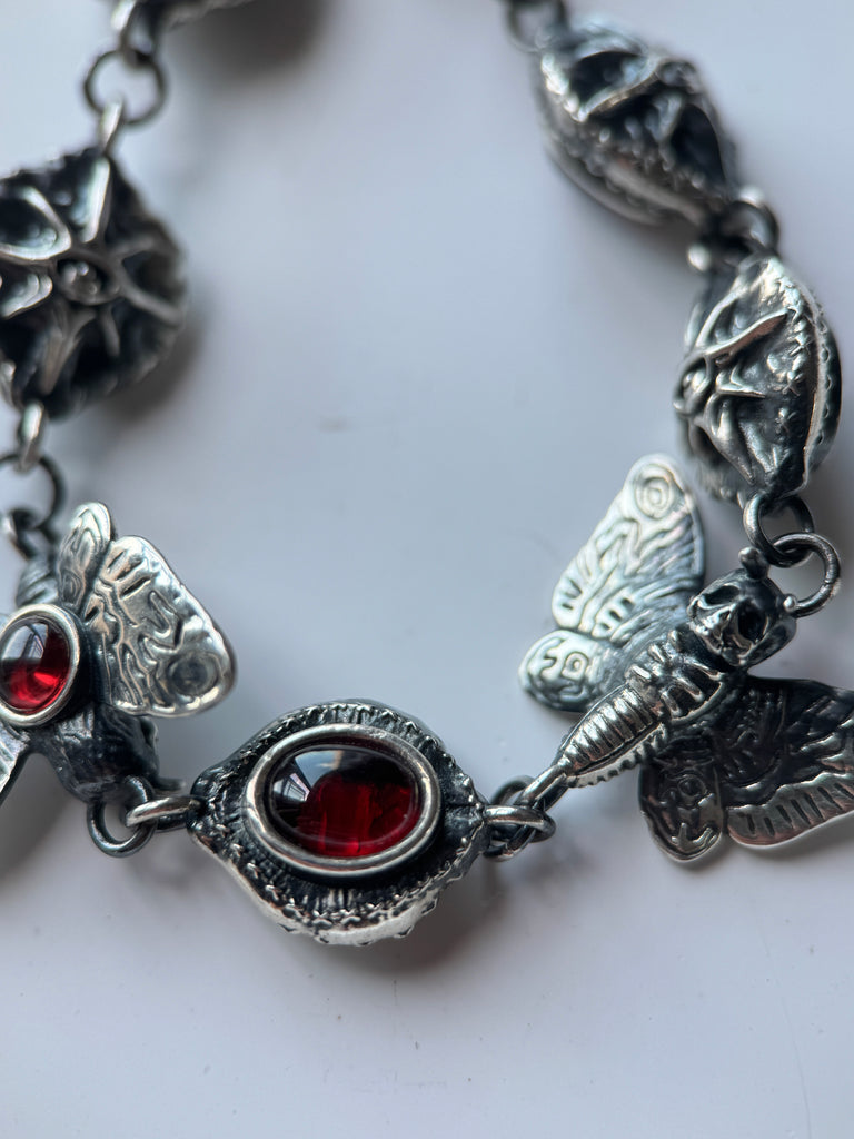 Garnet death moth Bracelet