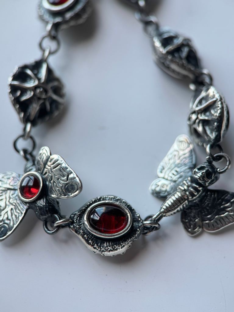 Garnet death moth Bracelet