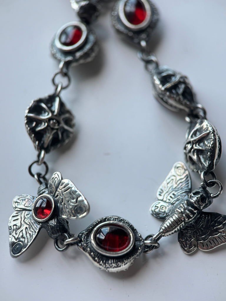 Garnet death moth Bracelet