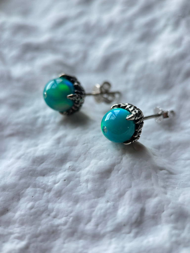 Lab Opal bead stud earrings