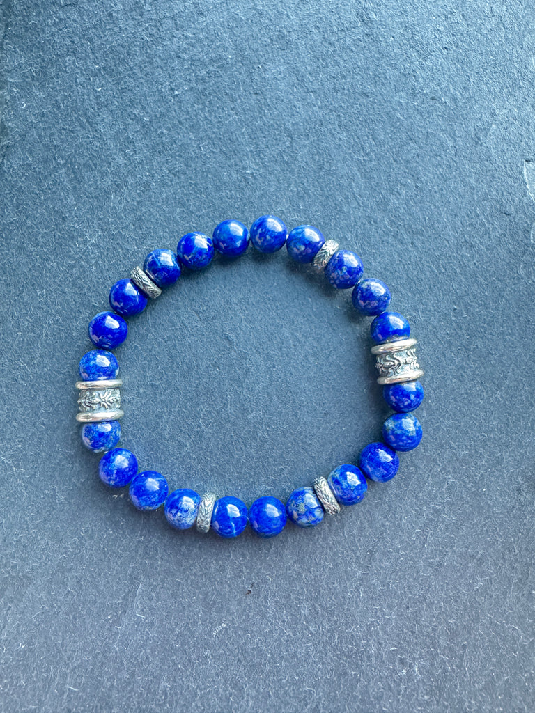 Tiger eye beads bracelet/ Lapis beads bracelet