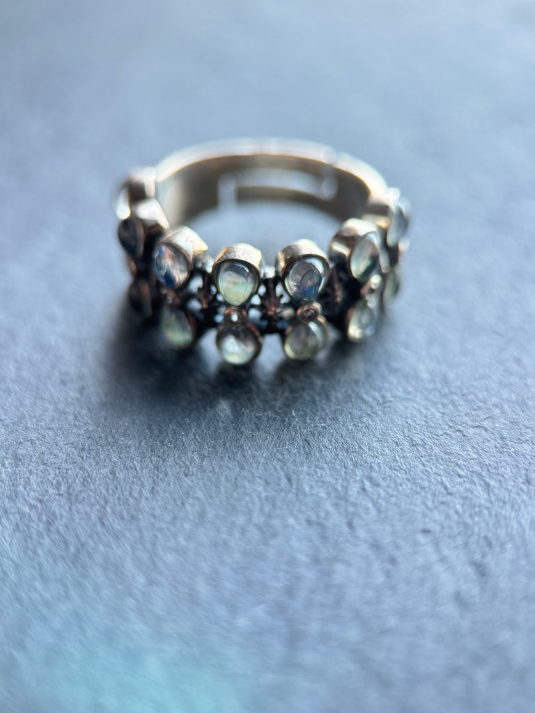 Moonstone hourglass silver ring