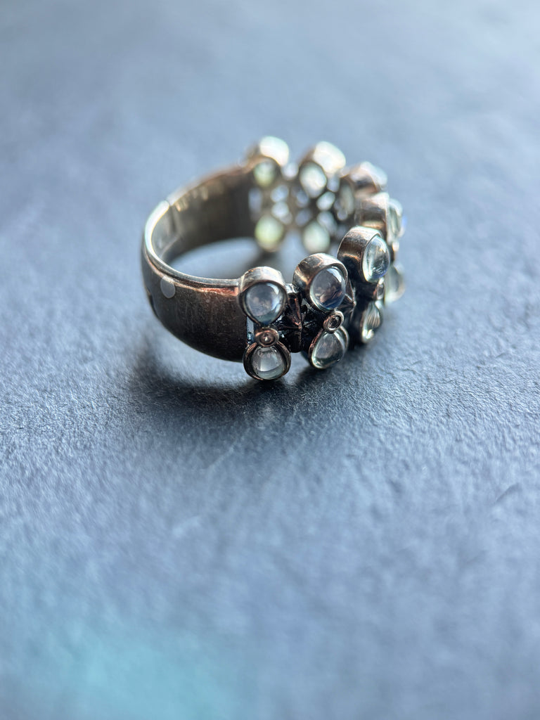 Moonstone hourglass silver ring