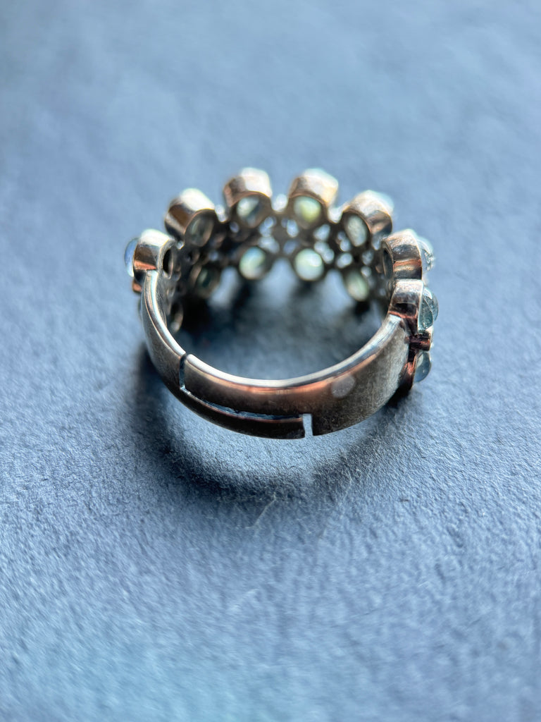 Moonstone hourglass silver ring