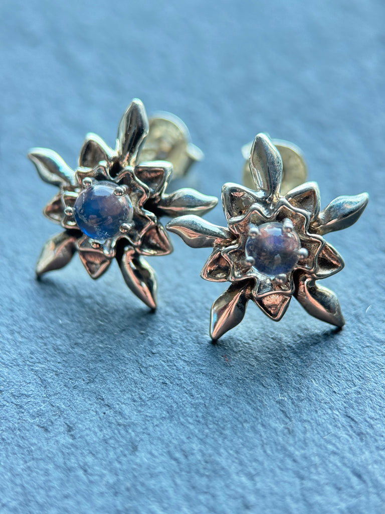 Moonstone flower earrings