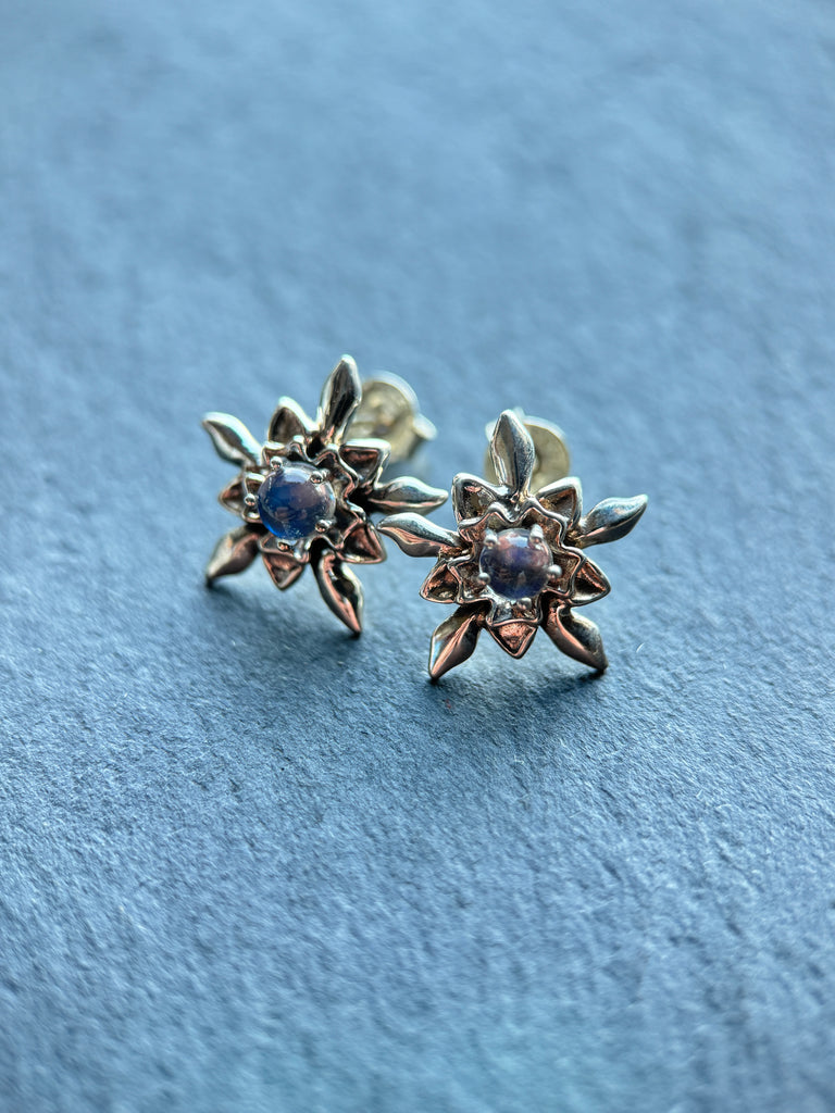 Moonstone flower earrings