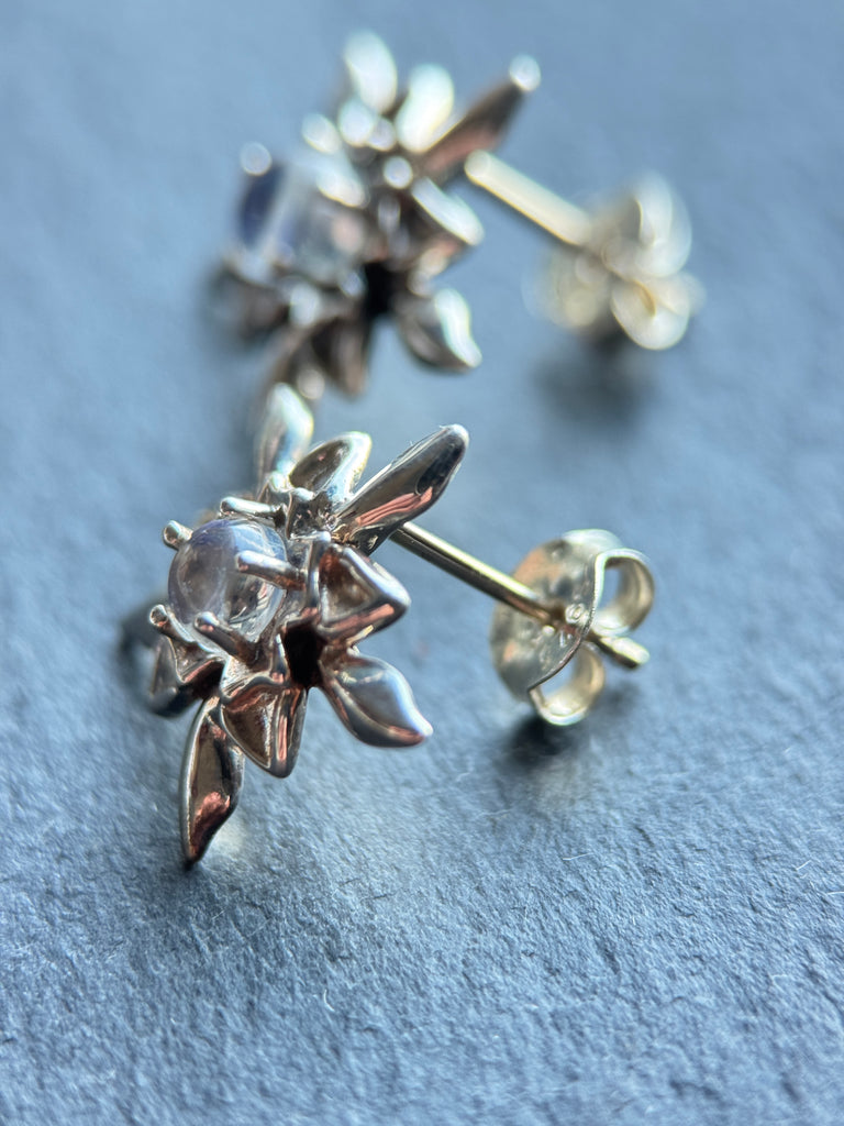 Moonstone flower earrings