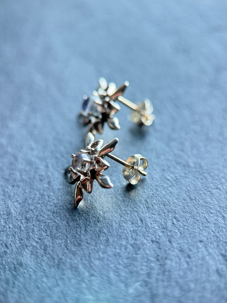 Moonstone flower earrings