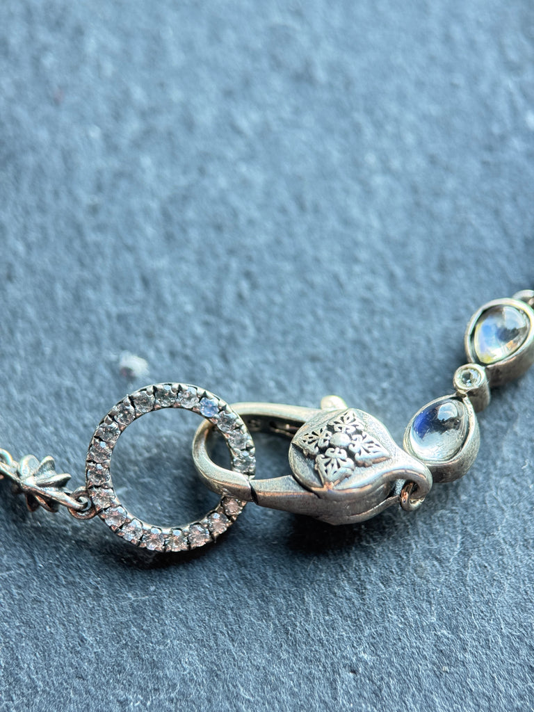 Hourglass moonstone silver bracelet