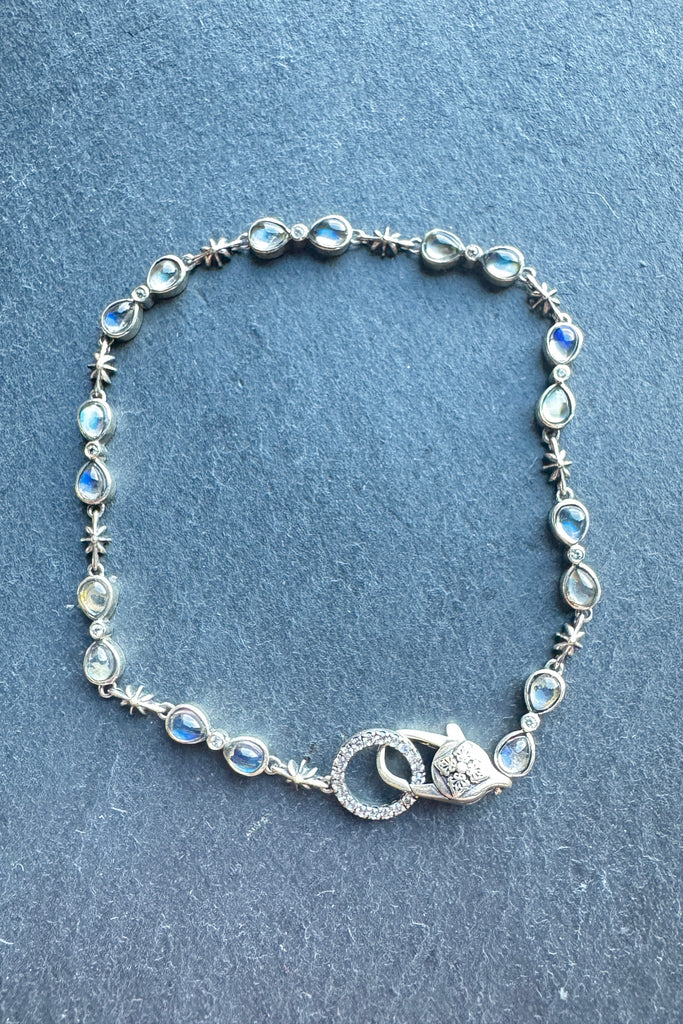 Hourglass moonstone silver bracelet