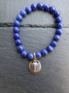 18K Gold Beetle Lapis Bracelet with Blue Sapphires