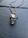 925 Silver Mummy Skull Pendant with 18k Rose Gold bead and Silver Chain