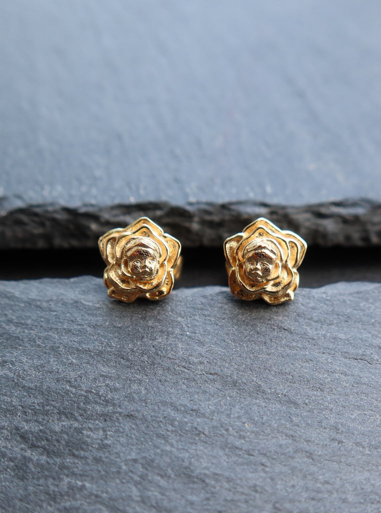 18K Gold Flower Baby Earrings